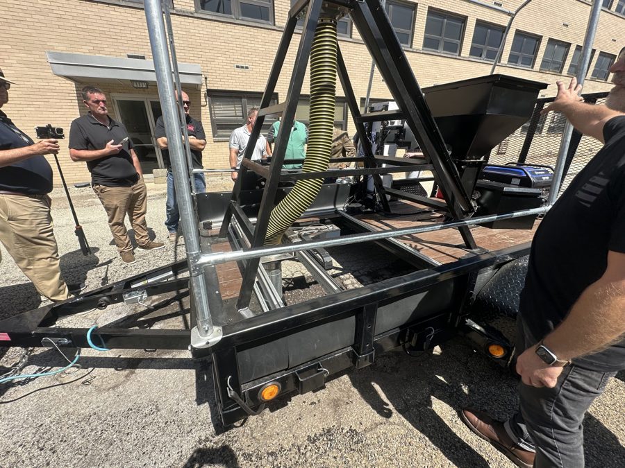 The Silly Surfacing pothole-filling robot at its live demo